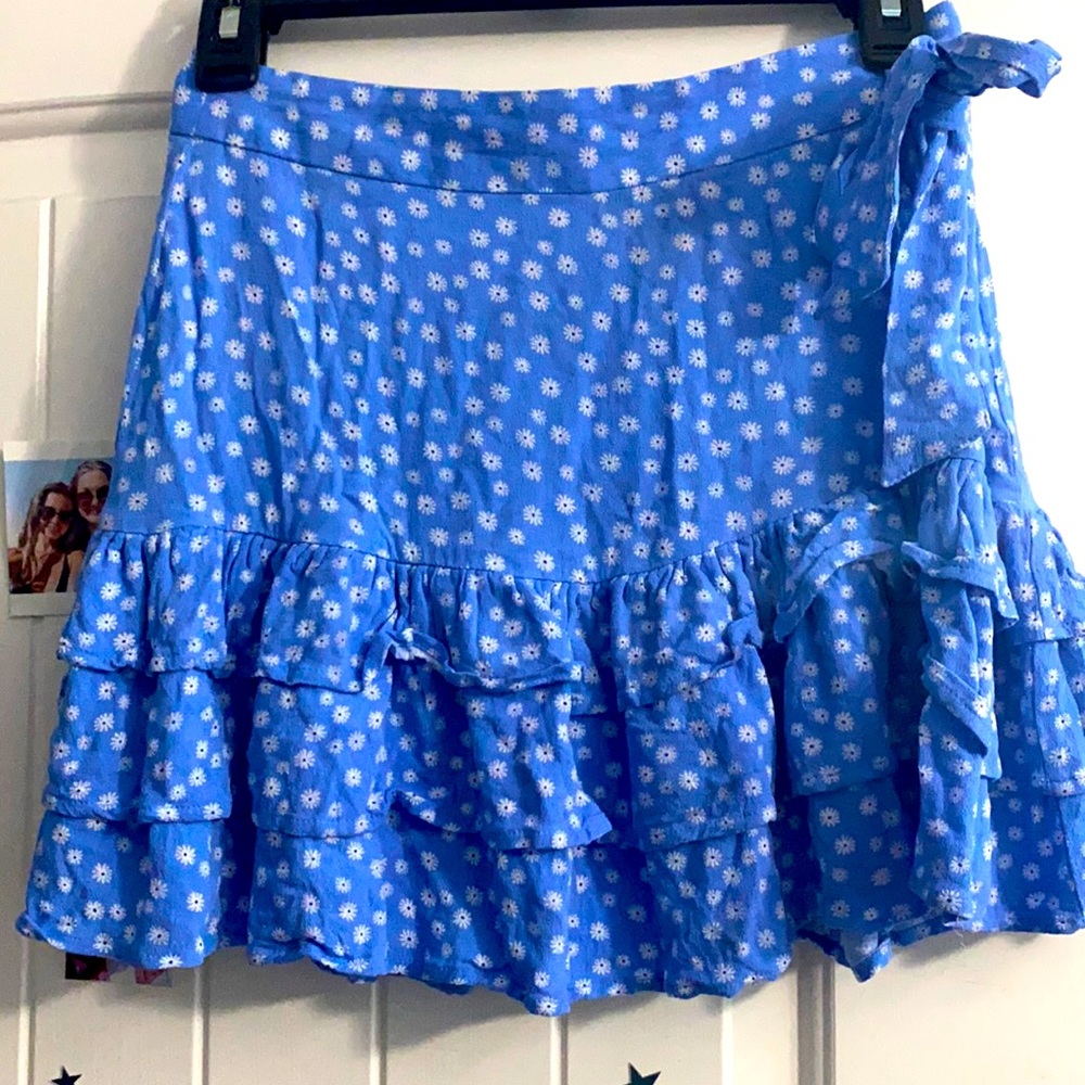 blue flower frilly skirt tie on side
